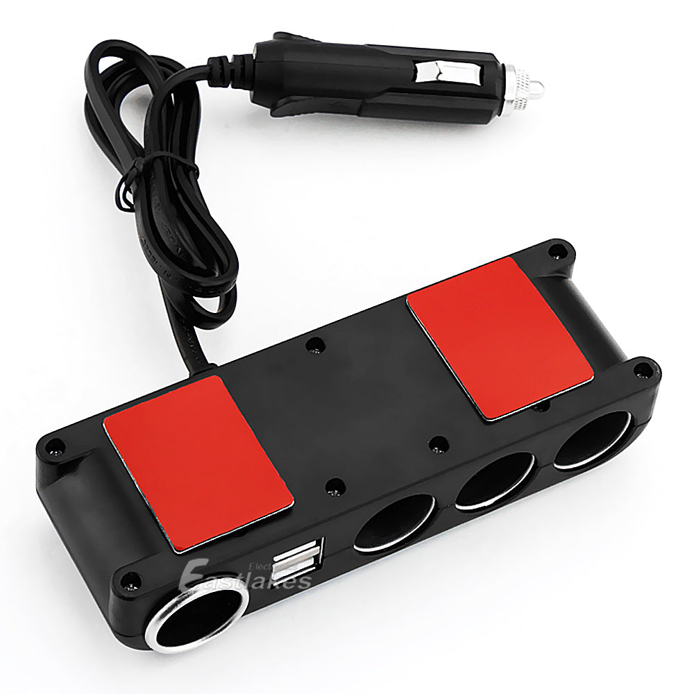 4 Port Cigarette Lighter Socket Hub with Dual USB Ports - Eastlakes Electronics